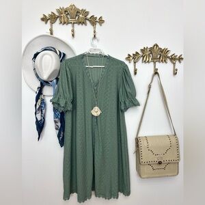 Bohemian Sweet Sage green short sleeve dress Xl ptp 24”